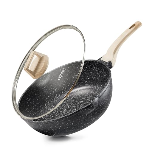 12 Inch Nonstick Deep Frying Pan with Lid (Classic Granite / 12")