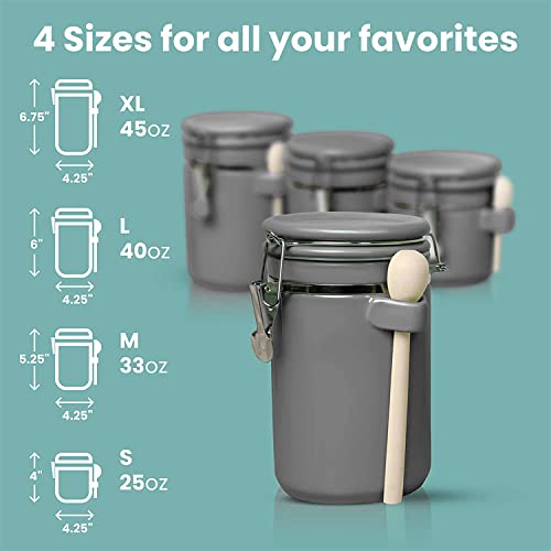 4 Piece Ceramic Kitchen Canisters Set (Grey)