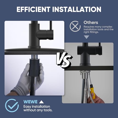 Black Kitchen Faucet with Pull Down Sprayer (Matte Black)