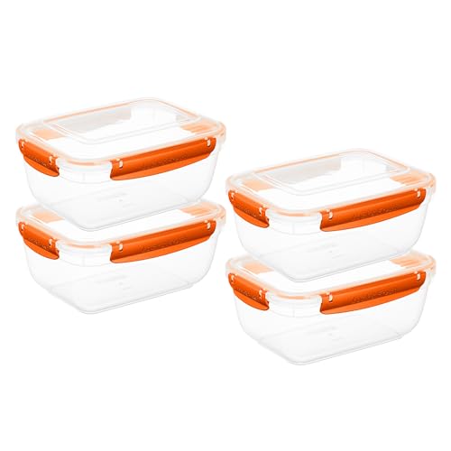 Plastic Food Storage Containers with Airtight Lids (80 oz / Orange)