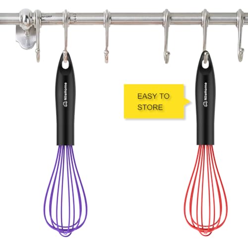 Silicone Whisk Set 10" Kitchen Whisk Purple Red (Purple Red / 2-Pack)