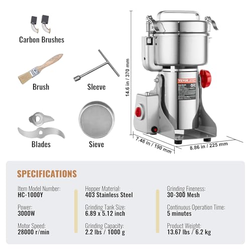 1000g Electric Grain Mill Grinder