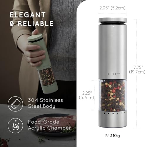 Rechargeable Electric Salt and Pepper Grinder Set with Charging Base (2 Count)