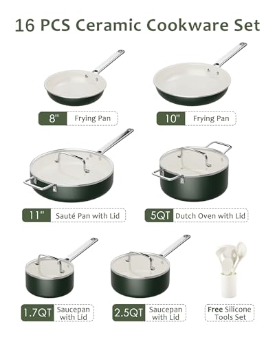 Pots and Pans Set Nonstick Creamic Cookware Sets Oven Safe
