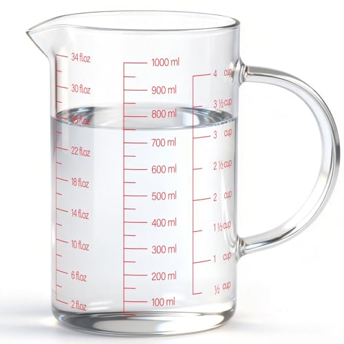 34OZ 1000ML Glass Measuring Cup (34Oz/4Cups/1L)