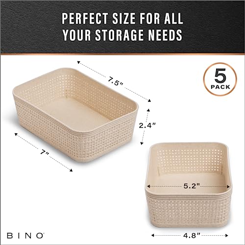 Woven Plastic Basket (Natural / 5PK- XS)