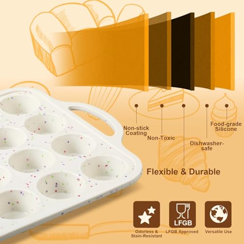 2 Silicone Muffin Pans with 200 Liners (24-cup Mini)
