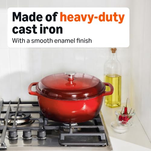 Enameled Cast Iron Dutch Oven Pot with Lid (Red / 4.3-Quart)