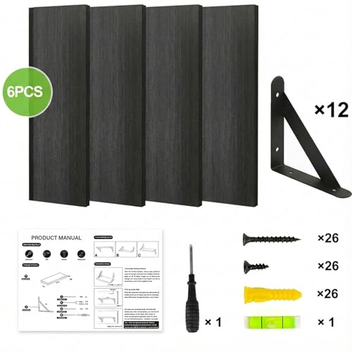 23.6in Floating Shelves for Wall Home Decor (Black / 23.6 x 6.1 x 0.59 inches)