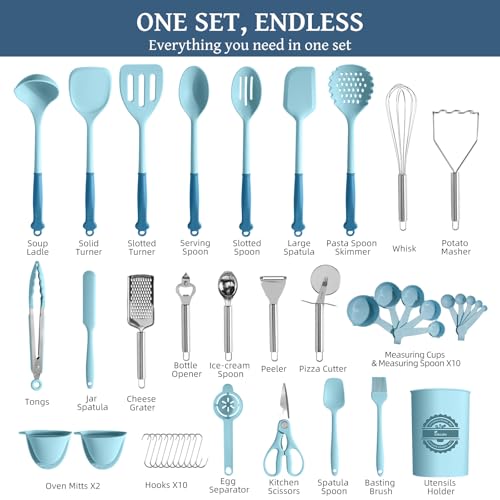 43Pcs Large Kitchen Utensils Set (Blue)