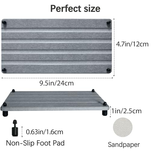 2 PCS Water Absorbing Stone Trays for Bathroom Sink Fast Drying Coasters (9.5" X 4.7" Grey)