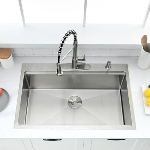 33 Inch Drop In Kitchen Sink Workstation (33"L x 22"W x 10"D / Stainless Steel)
