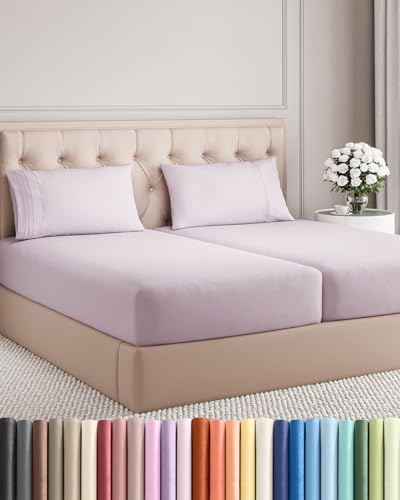 Split King Size 5 Piece Sheet Set (33 - Light Lavender / Split King Size)