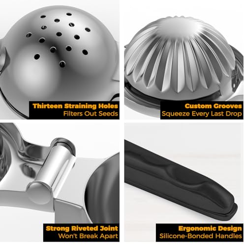 Lemon Squeezer 304 Stainless Steel Large Metal Manual Citrus Juicer