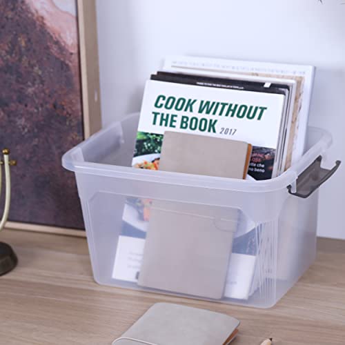 6 Packs 8.5 QT Storage Bins with Lids Clear Plastic Bins with Grey Handle Stackable Storage Containers for Organizing (8.5QT / 6 PACK)
