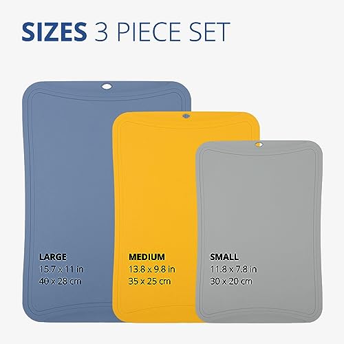 TPU Cutting Boards (3 Piece Set / Blue, Yellow, Gray)