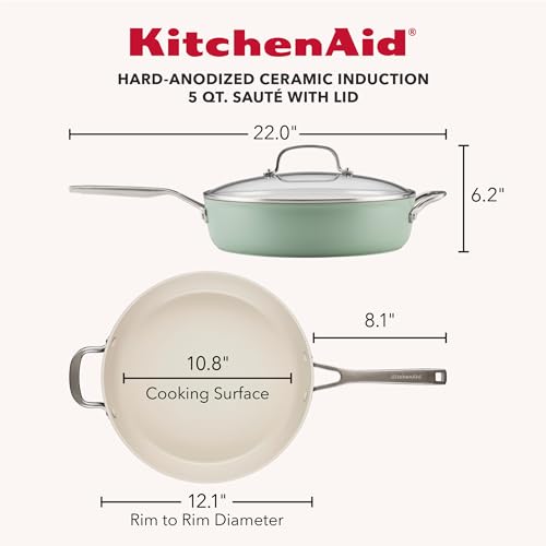 Hard Anodized Non Stick Ceramic Frying Pan 5 (Cardamom / 5 Quart)