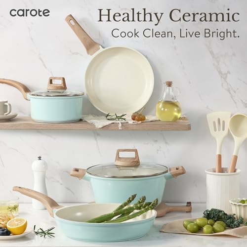21pcs Ceramic Cookware Sets (Cerulean / 21 Piece)
