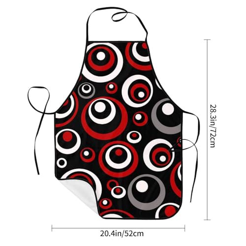 Retro Red Black Geometric Circle Aprons