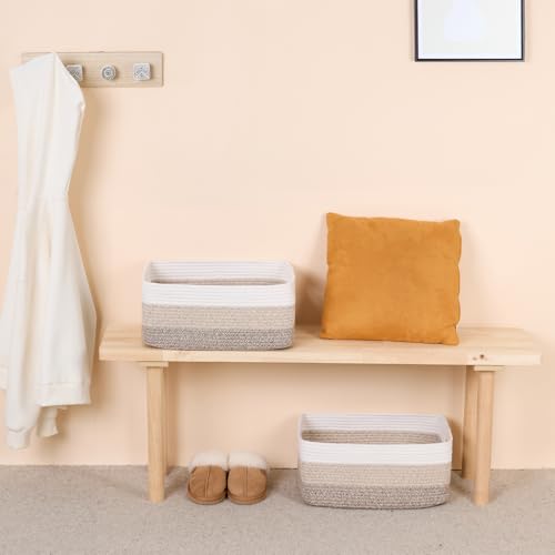 Large Storage Baskets for Organizing (4pcs-L17×W13×H7.5" / Gradient Brown)