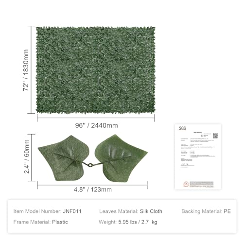 Artificial Ivy Privacy Fence Screen (Ivy with Green Mesh Backing / 96 x 72 inch)