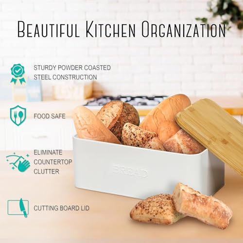 White Bread Box for Kitchen Countertop
