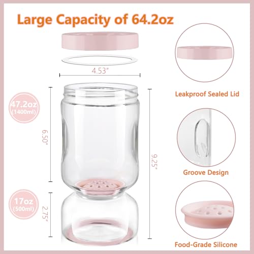 Pickle Jar with Strainer Flip (3-Pink / 64.2oz 1pc)