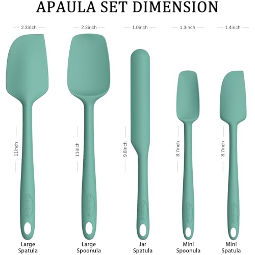 Silicone Spatula Set of 5 (Pure Aqua Green)