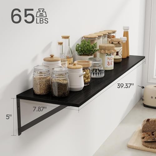 Black Deep Floating Shelves for Wall