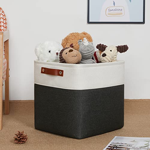 Set Of 4 Cube Storage Bins (White&Black / M-12"x 12"x12")