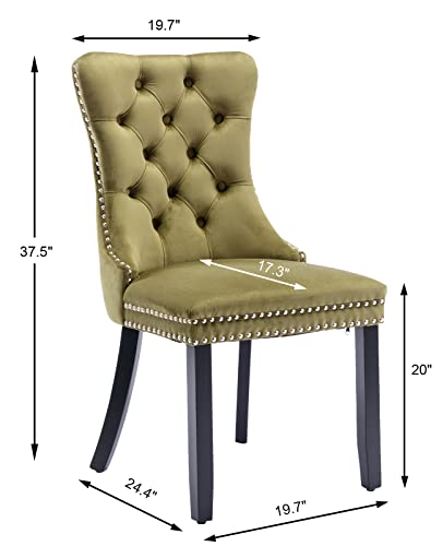 Olive Green Velvet Dining Chairs Set of 4 (Olive Green)