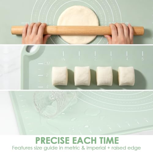 Extra Large Silicone Baking Mat for Countertops (Light Green / 27.6"L x 19.7"W)