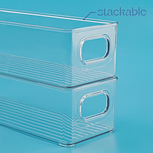 Plastic Food Storage Clear Container Bin with Handles for Organizing Kitchen