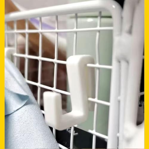30PCS Basket Rack Multifunctional Clip Hooks Plastic Shower Toilet Bathroom Shelf Hooks for Hanging Keys Storage Clothes Hat Light Strip Kitchenware Coffee Cups Flatware Bags White