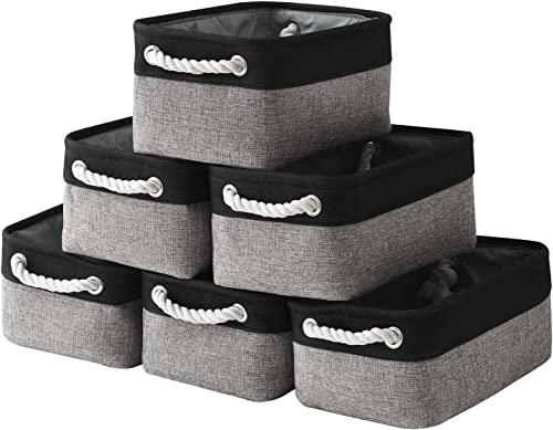 Storage Basket for Organizing (Black&Grey / 6PCS/Small -11.8Lx7.9Wx5.2H)