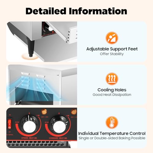300 Slices H Commercial Conveyor Toaster 2200W Stainless Steel Heavy