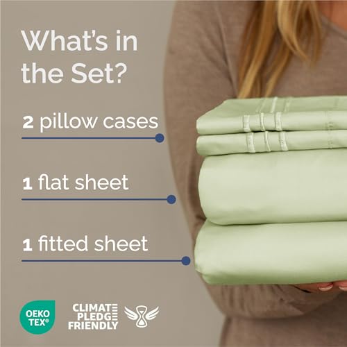 King Size 4 Piece Sheet Set (16 - Light Sage Green / King)