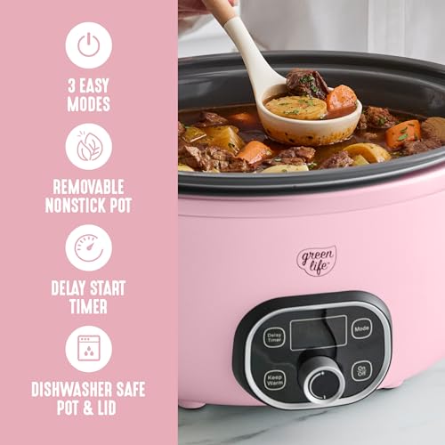8QT Ceramic Nonstick Slow Cooker (Pink / 8 Quarts)