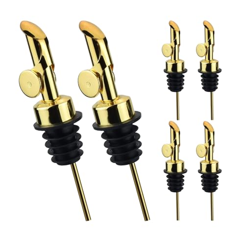 6 Pack Auto Flip Olive Oil Dispenser (6 Pourers-Gold)