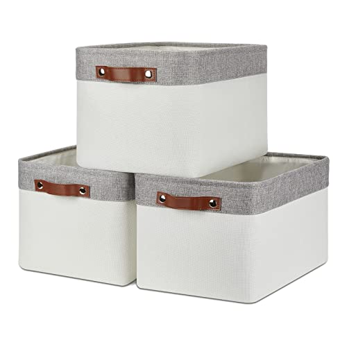 Storage Baskets for Organizing (Grey&White / L-15"x11"x9.5")