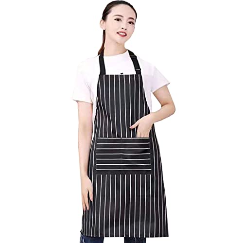 Adjustable Bib Apron with 2 Pockets Cooking Kitchen Cotton Aprons for Women Men Chef Restaurant BBQ Painting Crafting