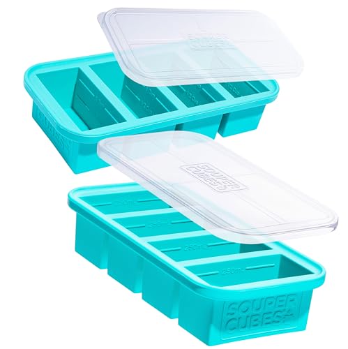 1 Cup Silicone Freezer Molds with Lids (Aqua / 2-Pack)