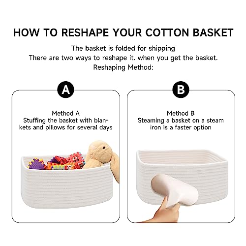 Small Storage Baskets for Organizing (4pcs-L11.5xW7.5xH4.7" / Off White)