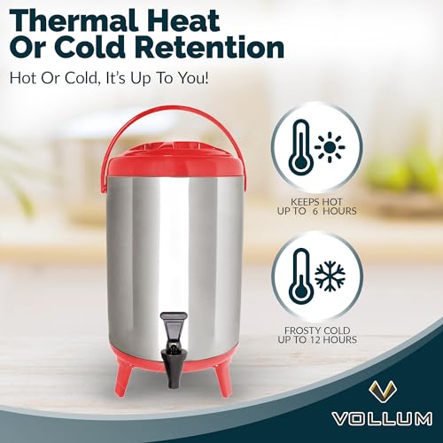 Stainless Steel Insulated Beverage Dispenser (12 Liter / Red)