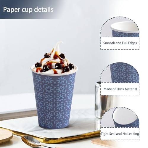 1000 Pack Paper Cups 12 oz Bulk Disposable Coffee Cups Navy Floral (Navy / 12 oz-1000)