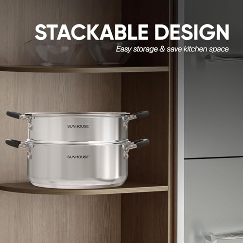 4.6 QT Stainless Steel Steamer Pot for Cooking with Glass Lid