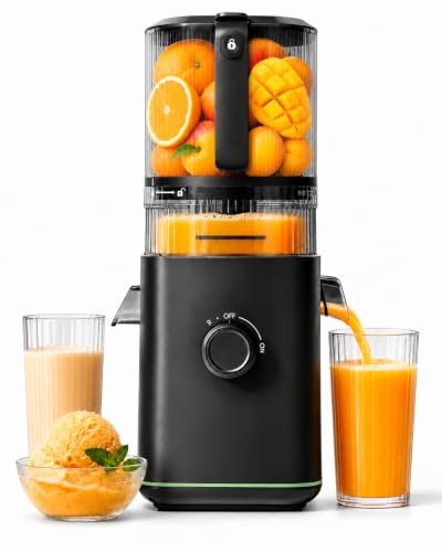 Aobosi 3-in-1 Juicer Machines, 6.5" Oversized Wide Feed Chute for Whole Fruits & Vegetables, 600 Max Cold Press Juicer with Pre-Cutter System, Triple Filtration, 99% Juice Yield (Black)