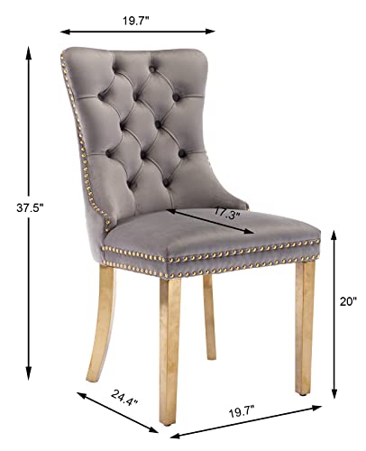 Grey Velvet Dining Chairs Set of 2 (Classic Gray)