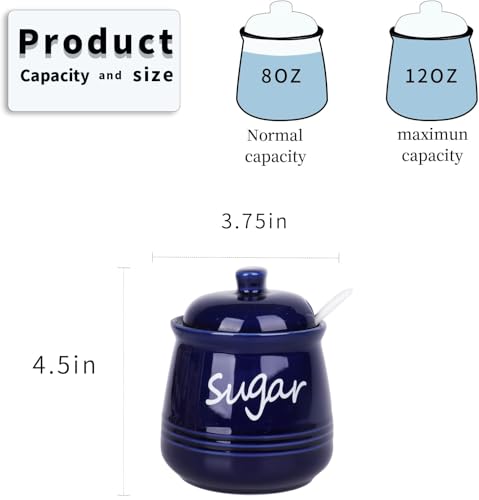 12oz Ceramic Sugar Bowl with Lid and Spoon