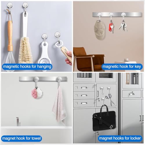 Magnetic Hooks Magnet Hook for Cruise Cabins Fridge 40LBS 6Pack (Silver / 0.79in)